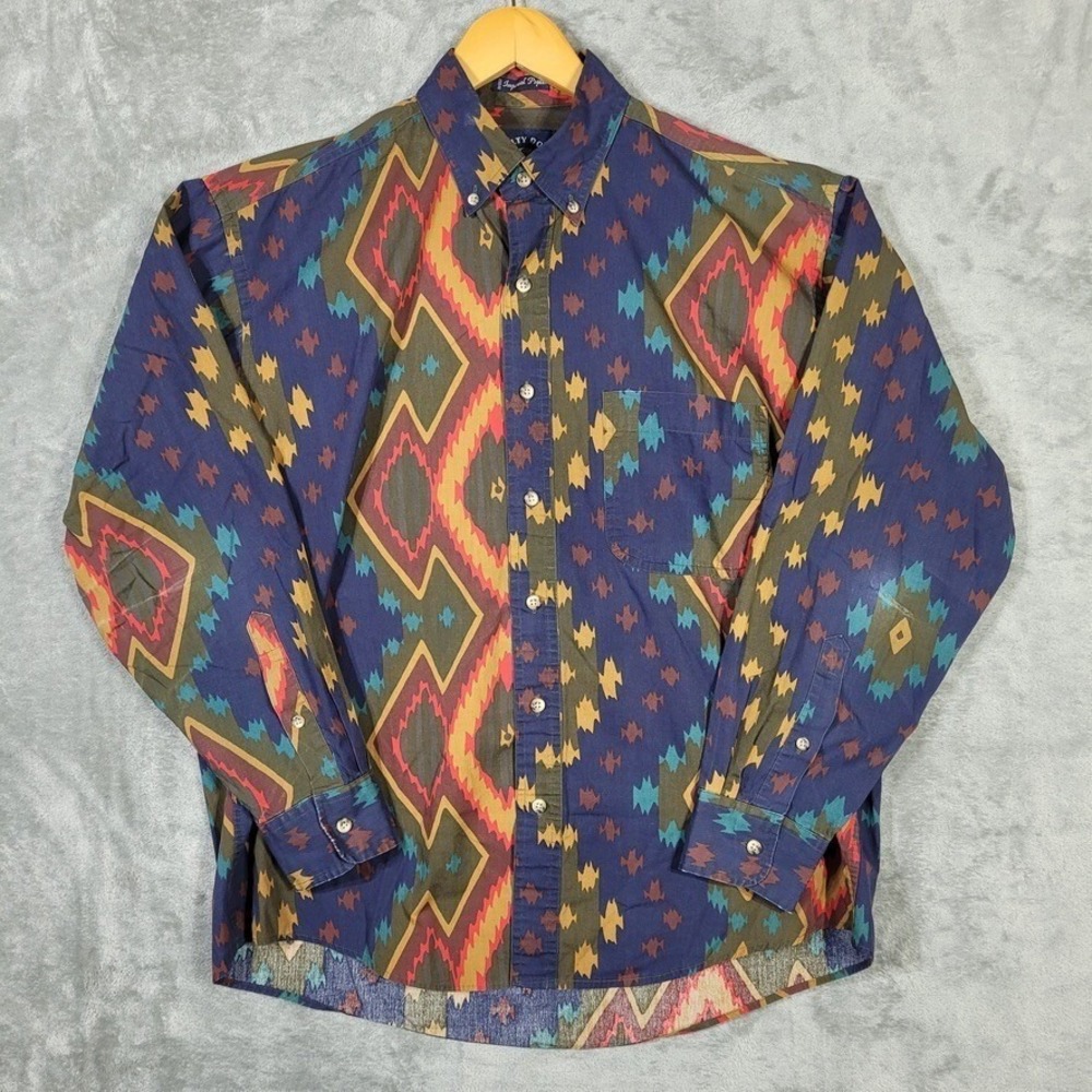 Salty Dog Shirt Mens Medium Imperial Poplin Aztec Print Long Sleeve Western Gant